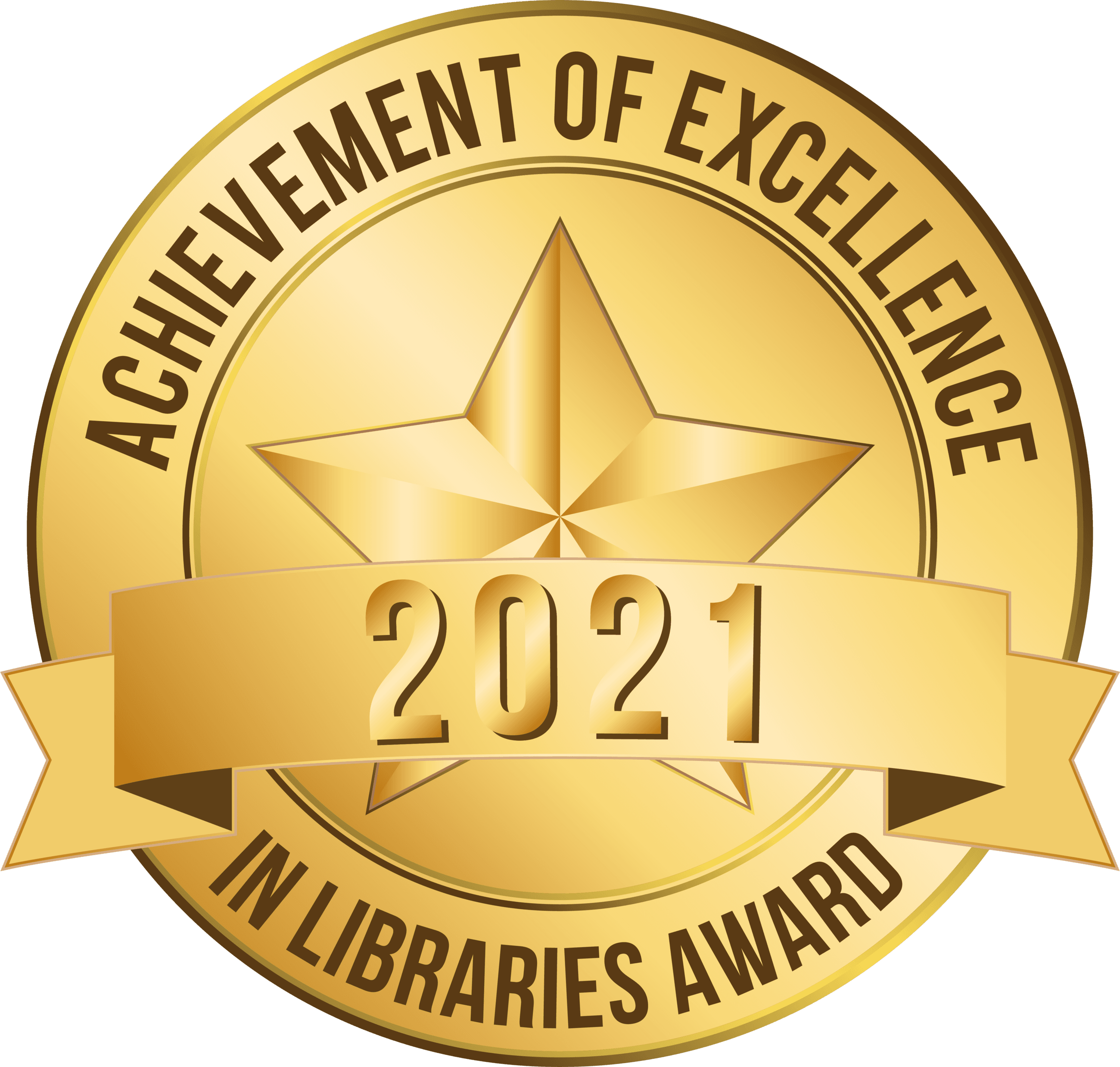 Award seal for 2021 Achievement of Excellence in Libraries Award