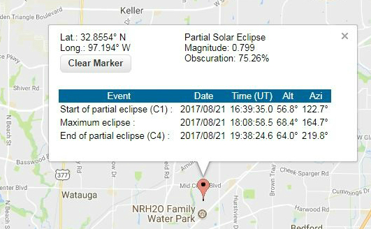 solar eclipse, north richland hills, texas, 2017